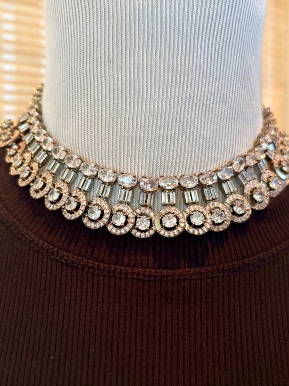Handcrafted Cubic Zirconia Necklace, Rhodium Plated Finish